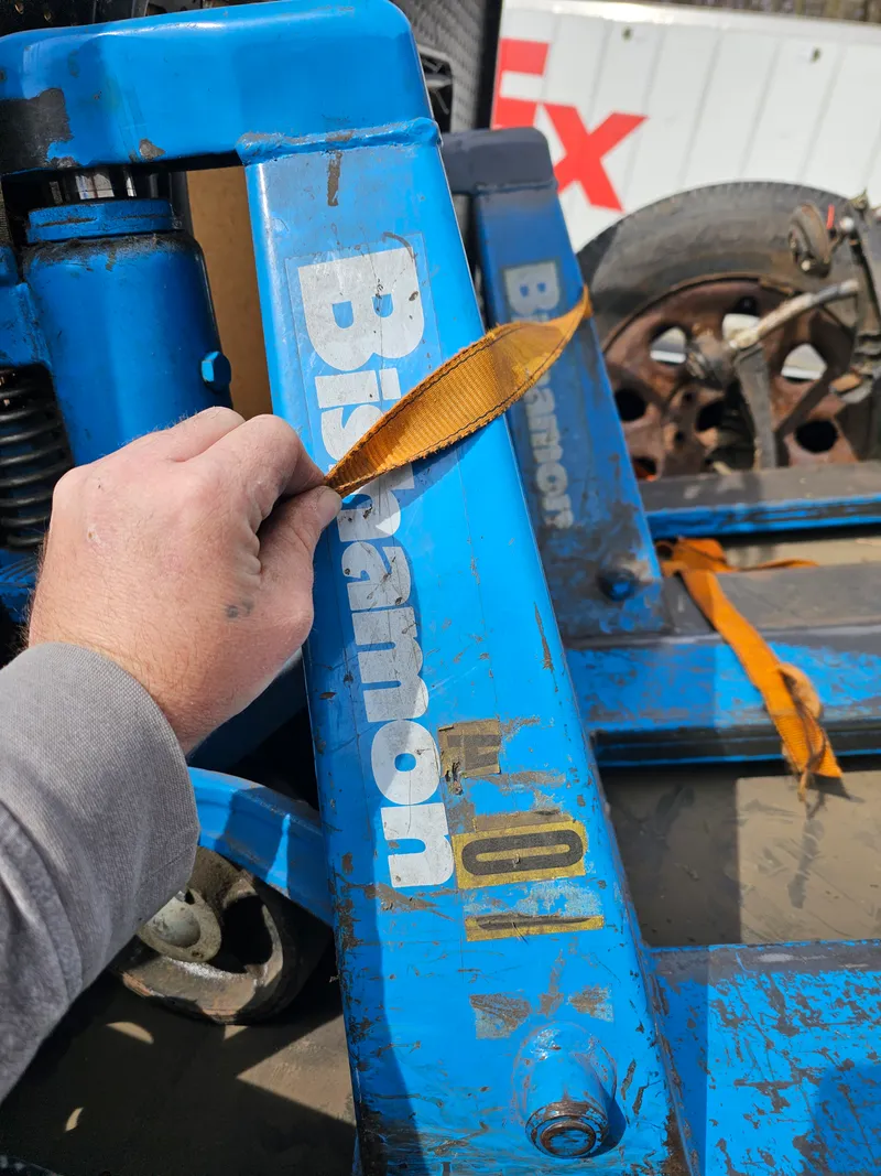 Heavy equipment being hauled