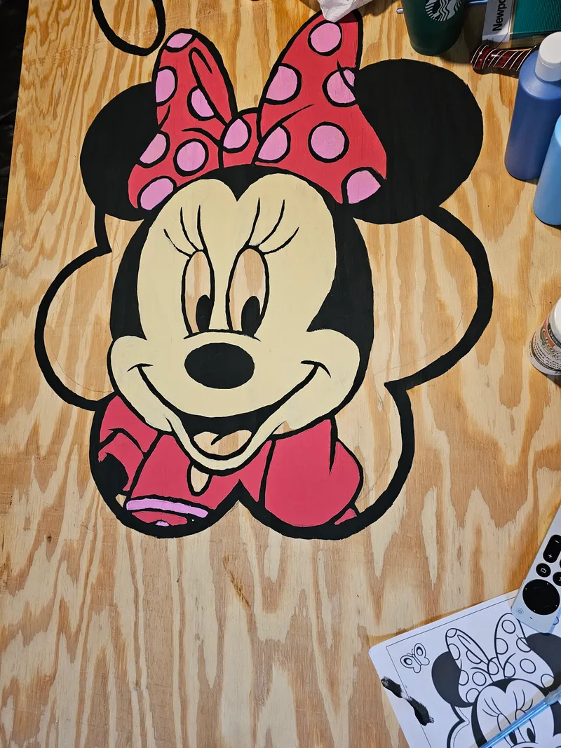 Hand-painted Minnie Mouse close-up