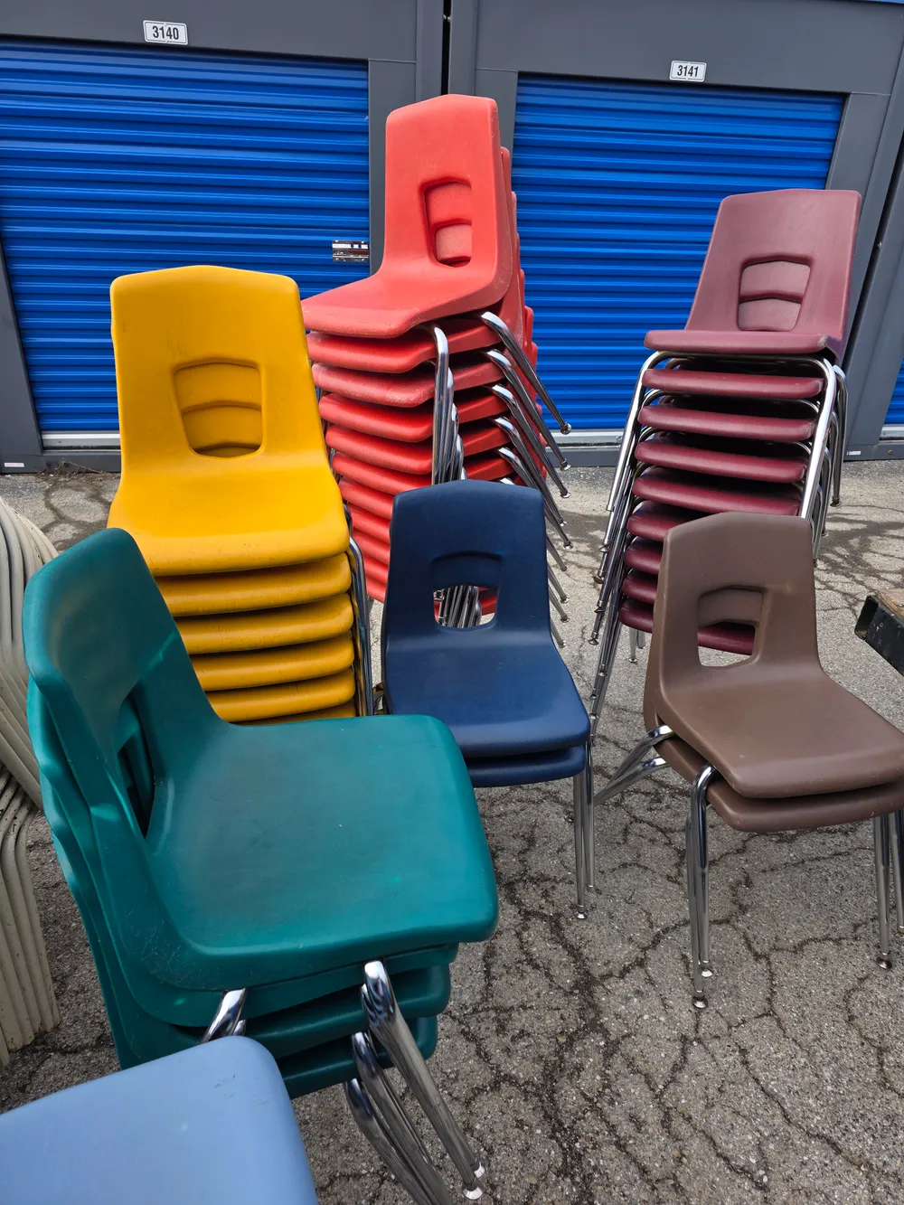 Stacking chairs in multiple colors