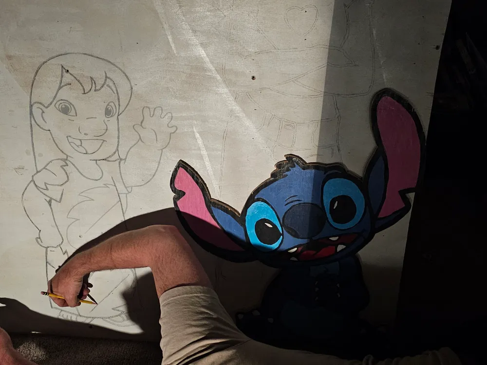 Stitch cutout with Lilo sketch in progress