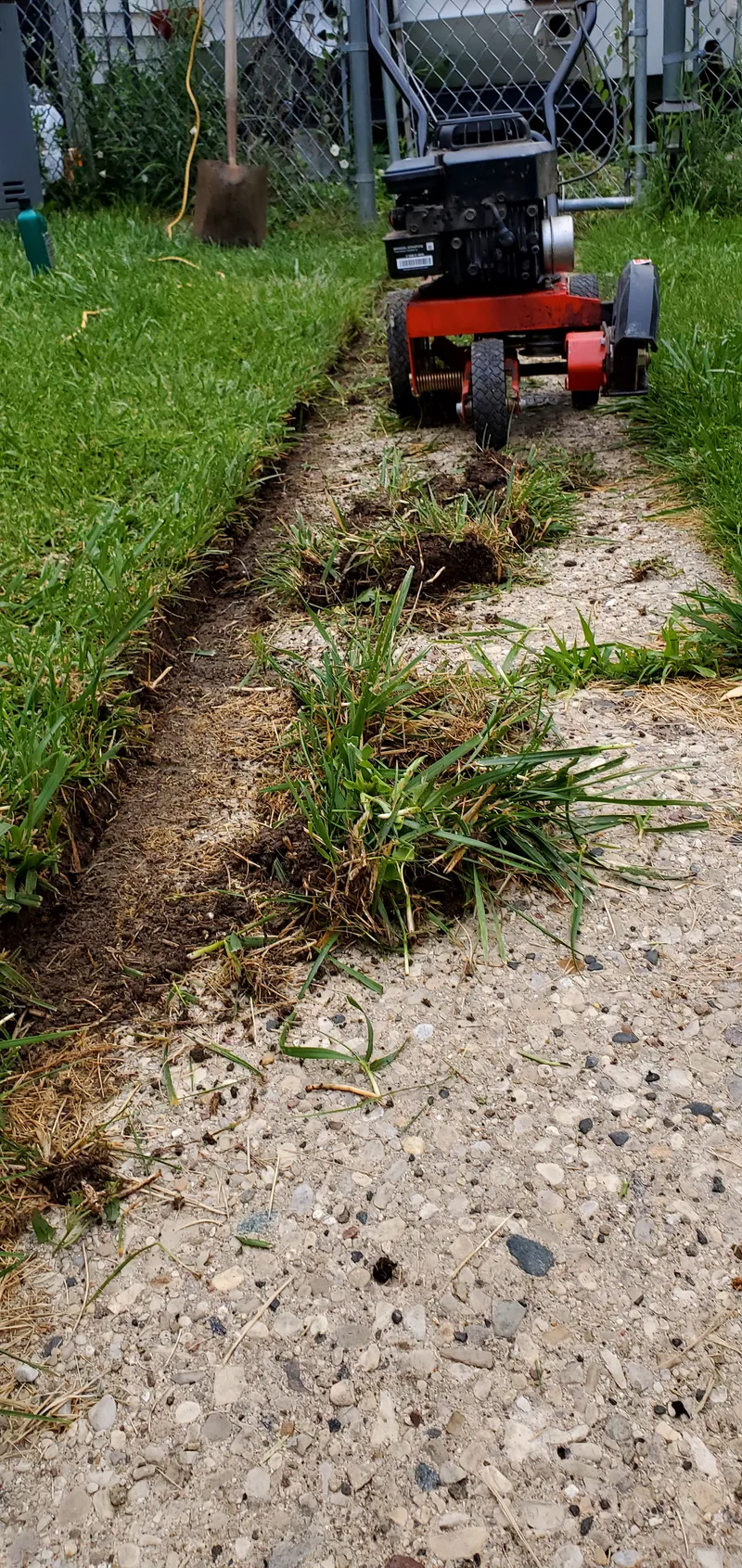 Close-up of edging work